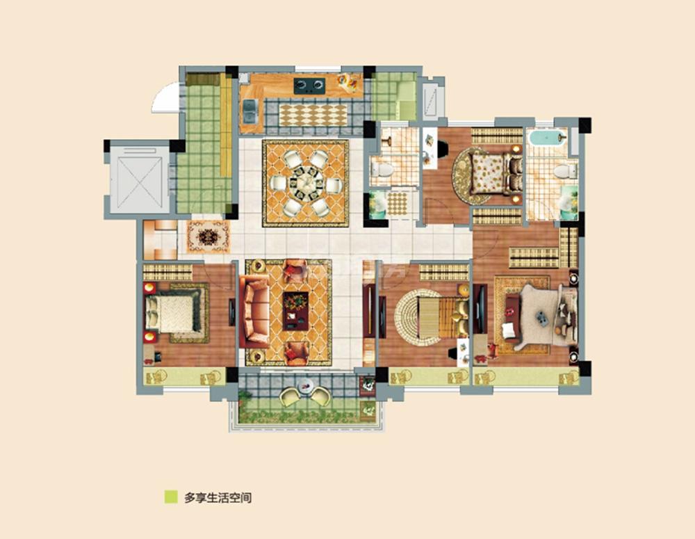 南京碧桂园建筑面积140㎡美居户型图