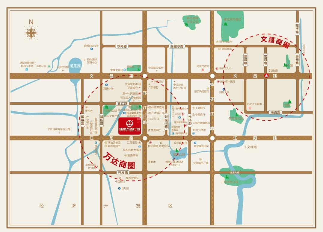 扬州万达广场交通图
