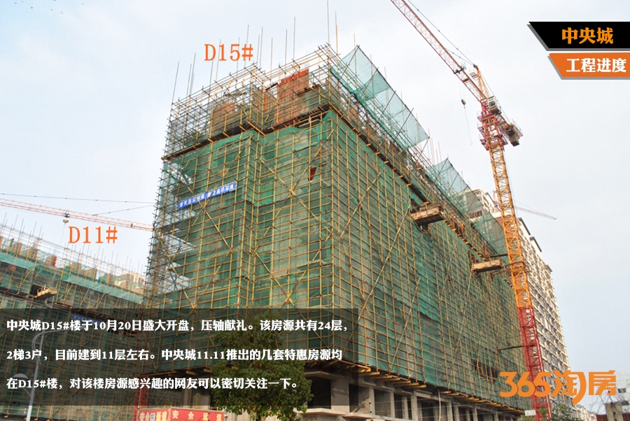 中央城工程进度 15#楼至约11层（2015年11摄）
