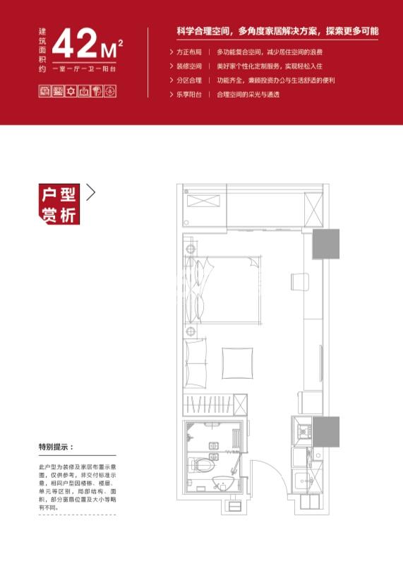 万科红42㎡精装公寓户型图